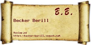 Becker Berill névjegykártya